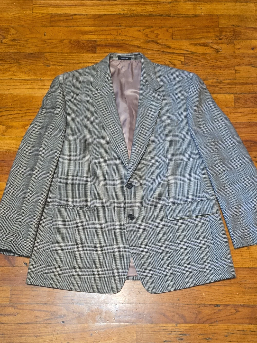 Lauren Ralph Lauren Lambswool Blazer 44R Glen Plaid Sport Coat Jacket Grey Tweed